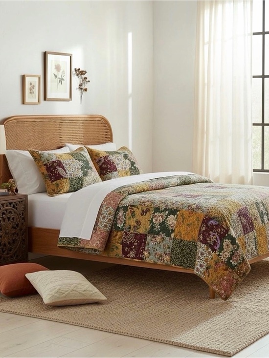 Anthropologie Other - NEW Anthropologie Cotton Reversible Patchwork Queen King Bedding Quilt Sham Set